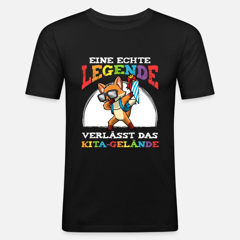 Schulkind Einschulung Fuchs - Männer Slim Fit T-Shirt - Schwarz