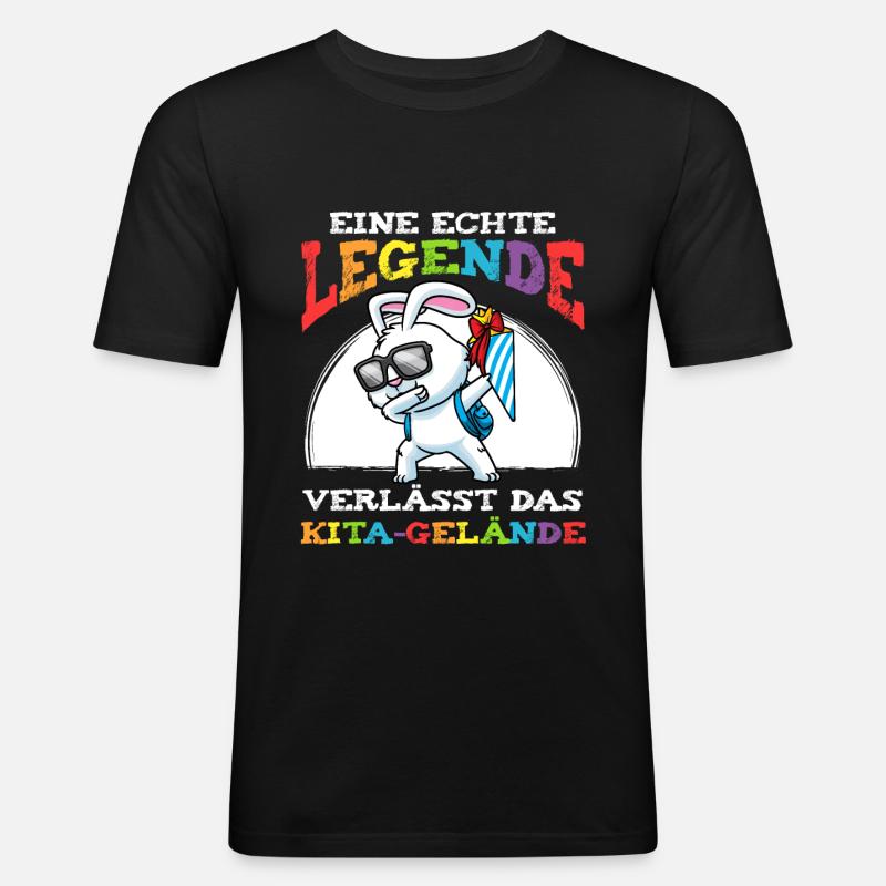 Schulkind Einschulung Hase - Männer Slim Fit T-Shirt - Schwarz