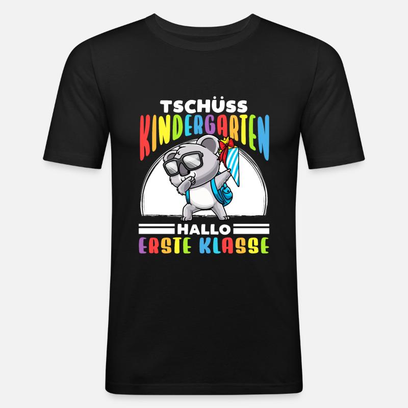 Schulkind Einschulung Koala - Männer Slim Fit T-Shirt - Schwarz