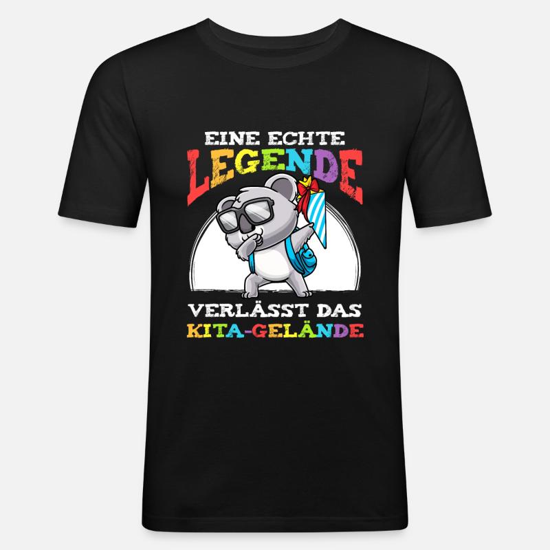 Schulkind Einschulung Koala - Männer Slim Fit T-Shirt - Schwarz