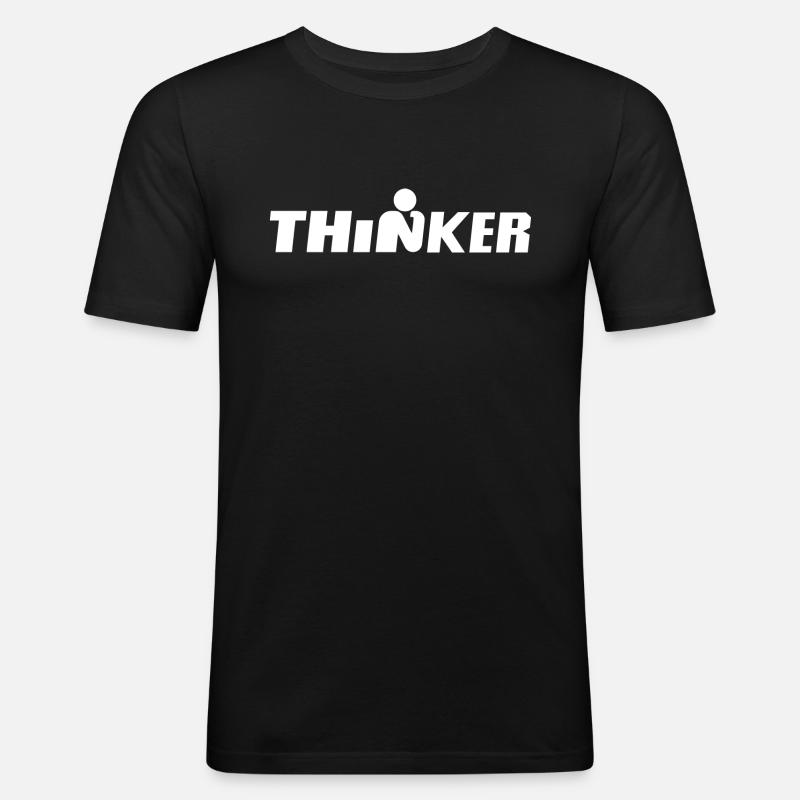 Thinker - Männer Slim Fit T-Shirt - Schwarz