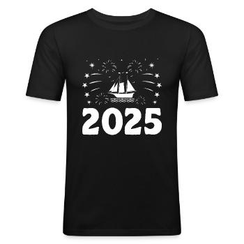 Pédalo sur le thème du Nouvel An - T-shirt près du corps Homme - noir - Devant - Nik (191cm)
