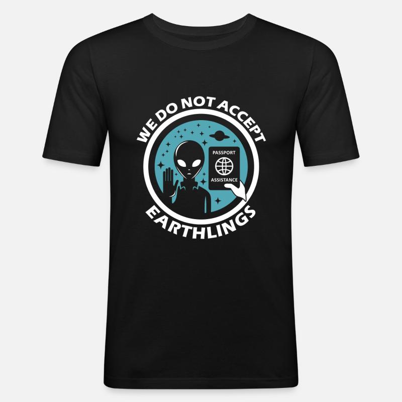Interplanetare Einwanderung - Männer Slim Fit T-Shirt - Schwarz
