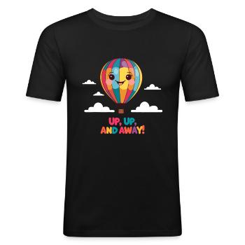 Fröhlicher Heißluftballon Cartoon - Männer Slim Fit T-Shirt - Schwarz - Vorne - Nik (191cm)