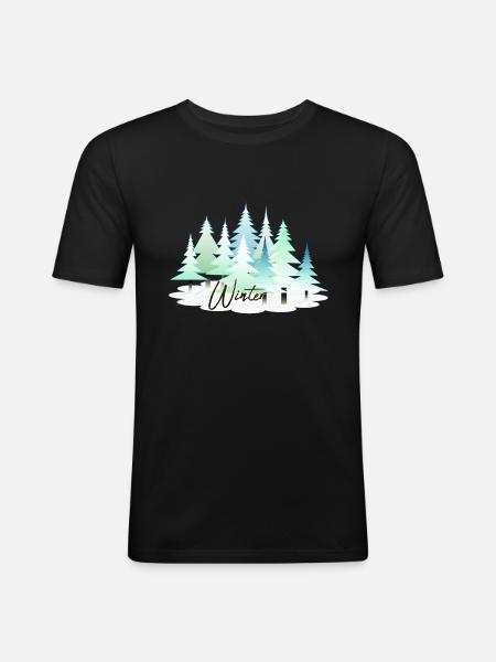 Winter Winter Landscape Snow Firs - Men's Slim Fit T-Shirt - black