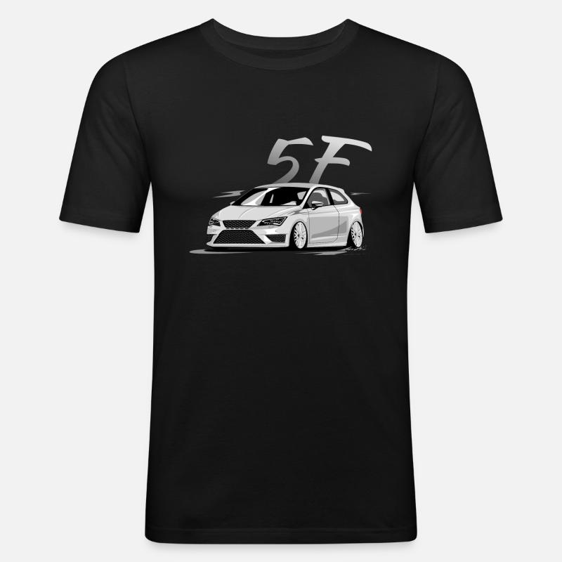 Leon 5f fr, Low, Deep, Stanced, Cupra - Männer Slim Fit T-Shirt - Schwarz