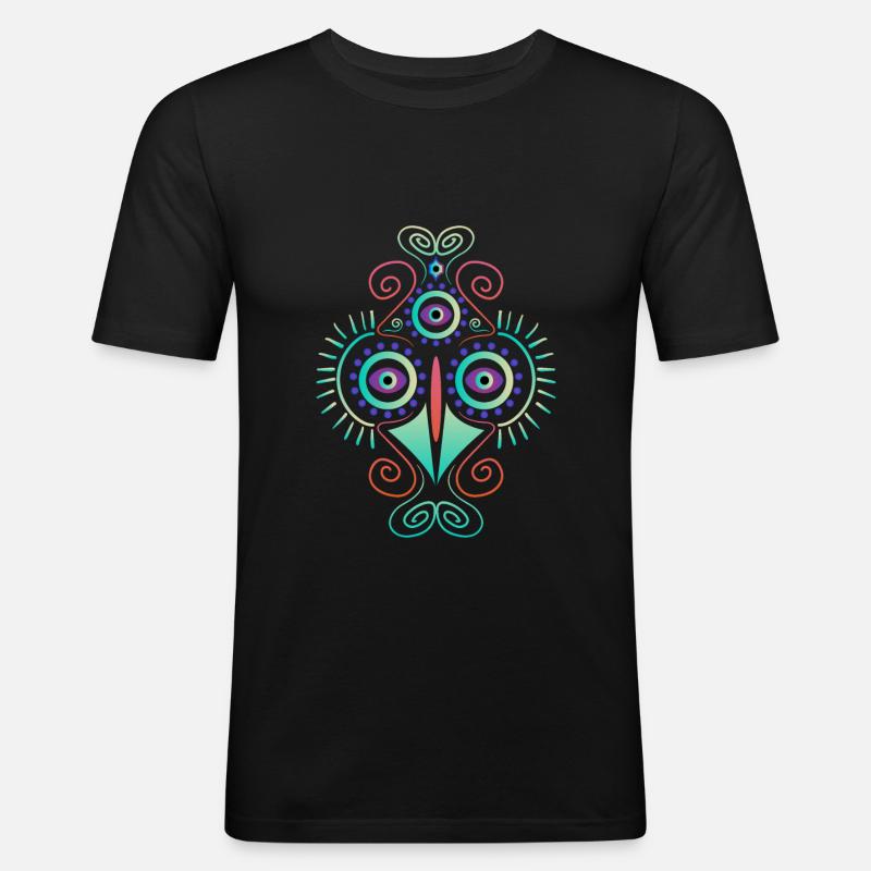 Psychedelics Vogelmuster Geschenkidee - Männer Slim Fit T-Shirt - Schwarz