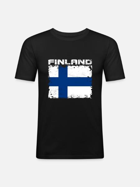 Finland Flag - Men's Slim Fit T-Shirt - black