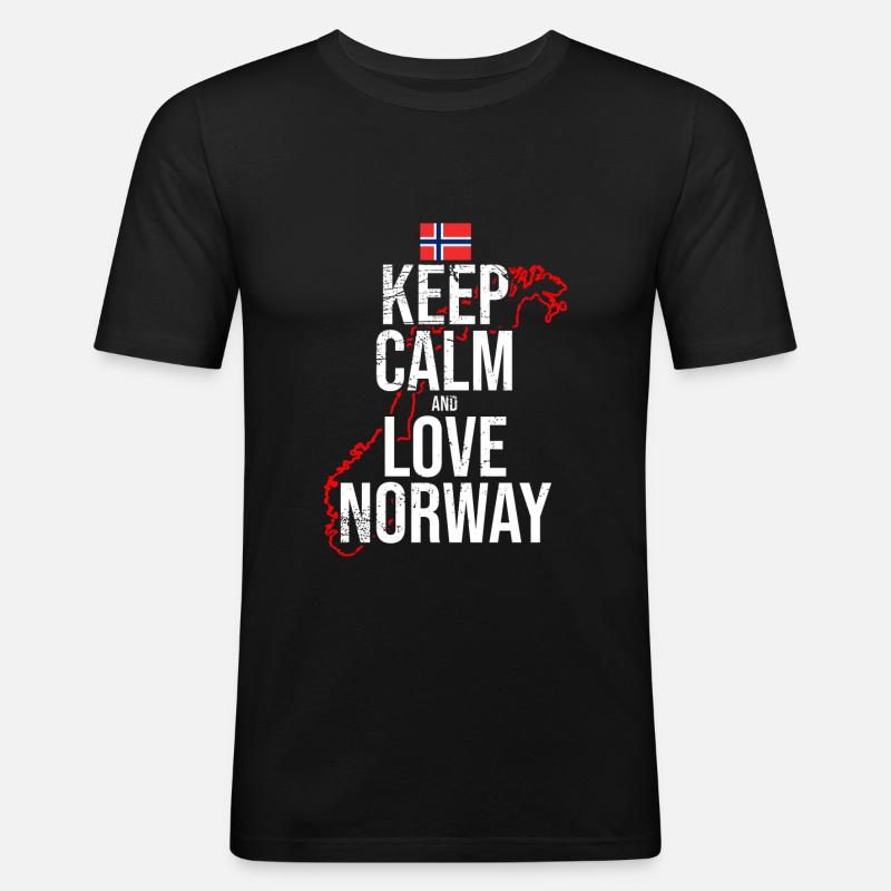 Ich liebe Norwegen - Männer Slim Fit T-Shirt - Schwarz