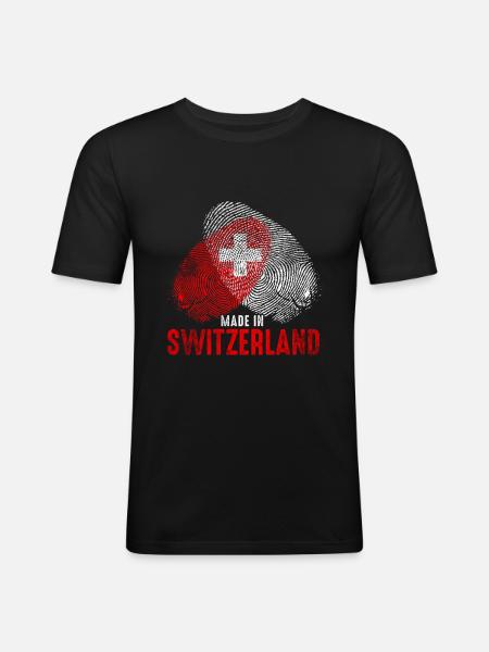 Made in Schweiz - Männer Slim Fit T-Shirt - Schwarz
