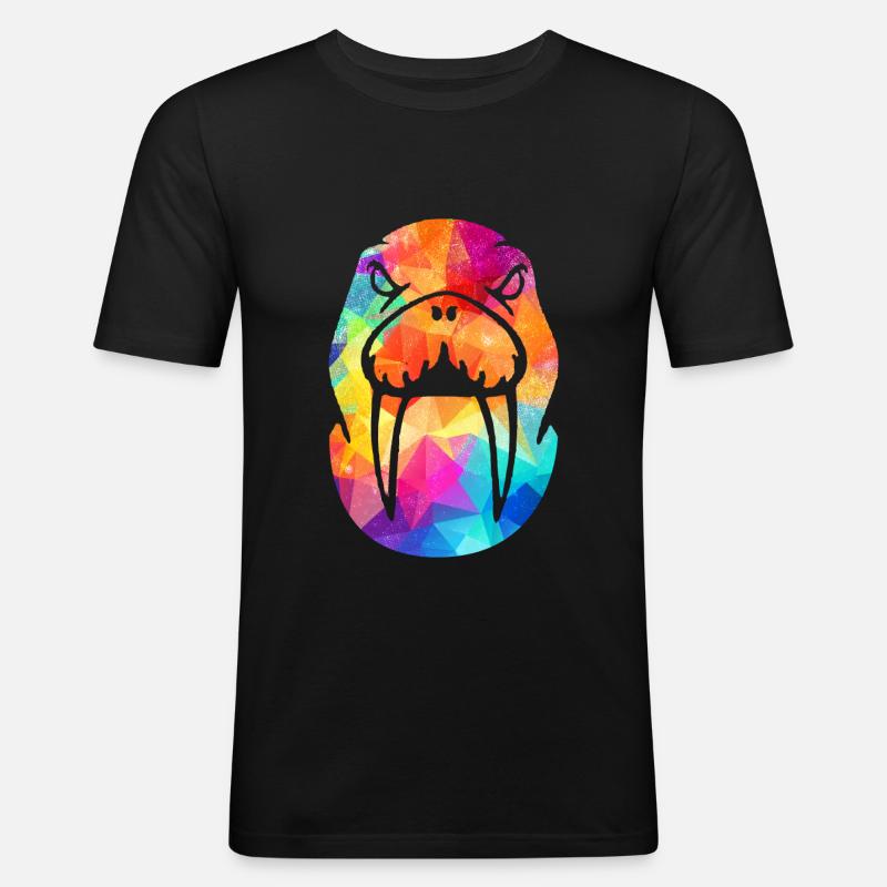 Walross - Männer Slim Fit T-Shirt - Schwarz