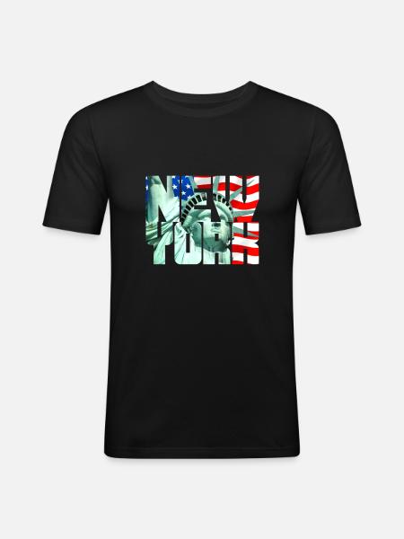 New York Freiheitsstatue - Männer Slim Fit T-Shirt - Schwarz