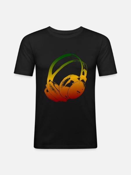 Reggae headphones - Men's Slim Fit T-Shirt - black