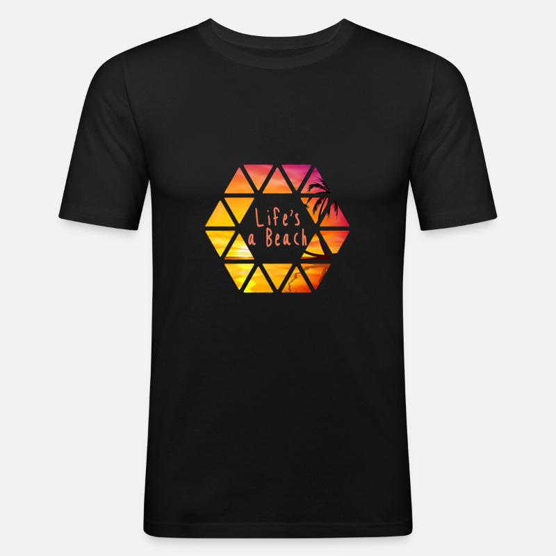 Strand - Männer Slim Fit T-Shirt - Schwarz