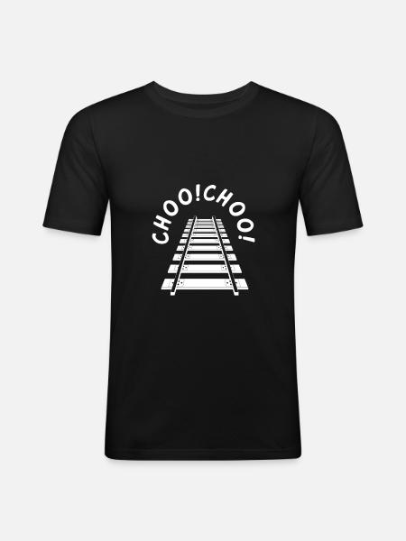 Chemin de fer - T-shirt près du corps Homme - noir