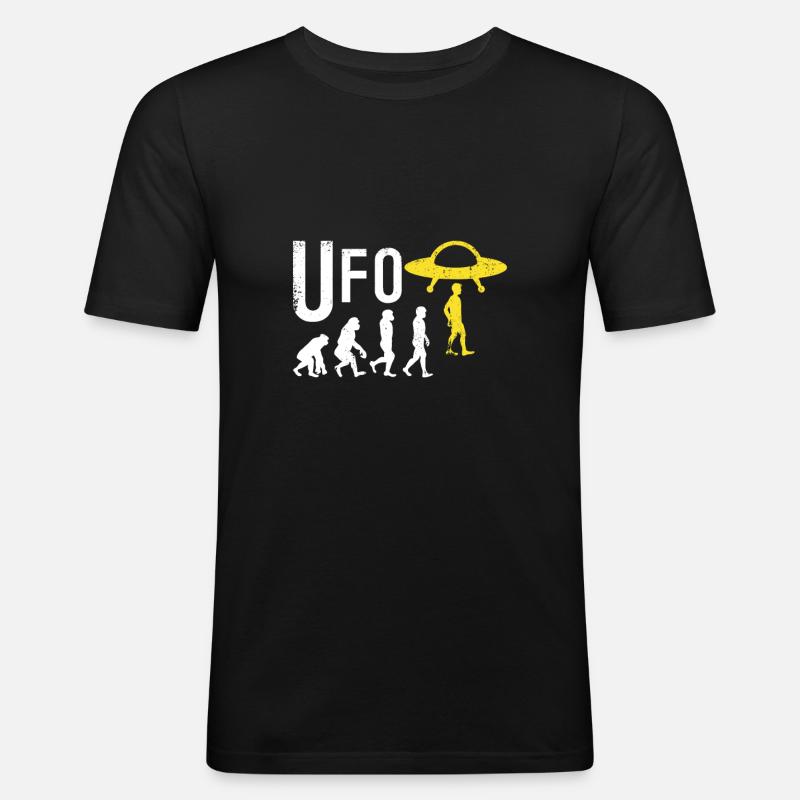 UFO Evolution - Männer Slim Fit T-Shirt - Schwarz
