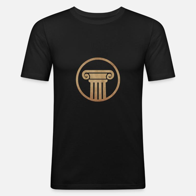 Antike Säule - Männer Slim Fit T-Shirt - Schwarz