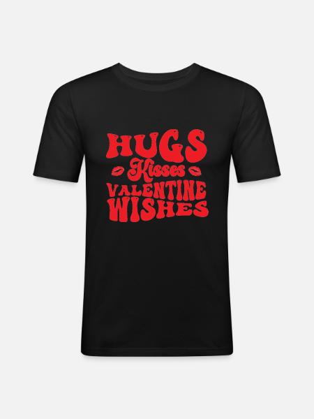 Câlins Bisous Saint-Valentin Souhaits - T-shirt près du corps Homme - noir