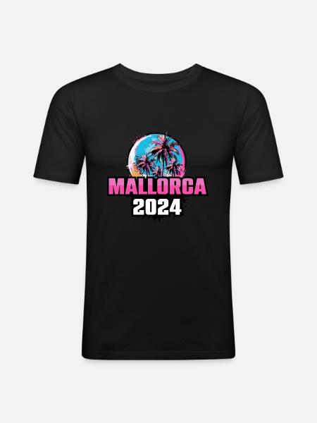 Mallorca 2024 Palm Trees - Men's Slim Fit T-Shirt - black
