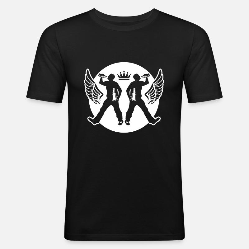 Drinking Bier Silhouette - Männer Slim Fit T-Shirt - Schwarz