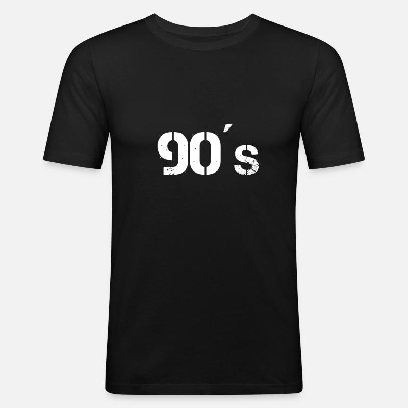 90er 90´s Neunziger Geschenkidee - Männer Slim Fit T-Shirt - Schwarz
