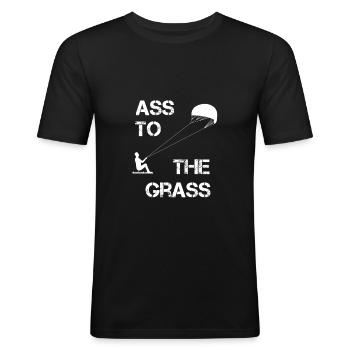 Lenkdrachen Kite Ass To the Grass I Hobby - Männer Slim Fit T-Shirt - Schwarz - Vorne - Nik (191cm)