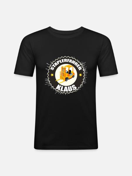Gaffeltruckschauffør Klaus gaffeltruck job arbejde - Herre Slim Fit T-Shirt - sort