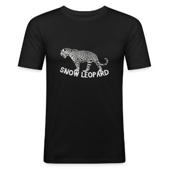 Schneeleopard Leopard Wildnis Tier Selten - Männer Slim Fit T-Shirt - Schwarz - Vorne - Nik (191cm)