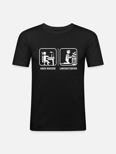 Galabauer Landschaftsgärtner Garten Vergleich - Männer Slim Fit T-Shirt - Schwarz