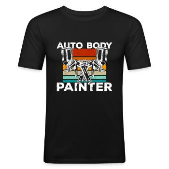 Auto Body Painter Car Painter Automotive Painter - Slim Fit T-shirt herr - svart - Fram - Nik (191cm)