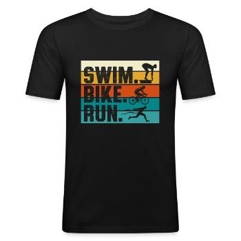 Swim Bike Run Triathlon - T-shirt près du corps Homme - noir - Devant - Nik (191cm)