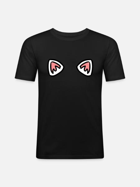 Ears Cat Snow Fox - Men's Slim Fit T-Shirt - black