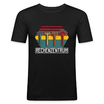 Garten Rechenzentrum - Männer Slim Fit T-Shirt - Schwarz - Vorne - Nik (191cm)