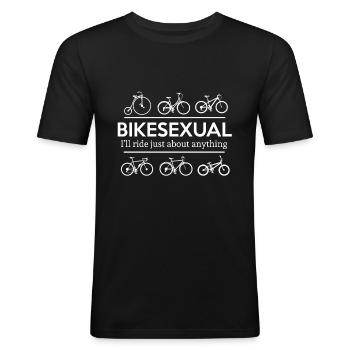 Vélo vélo vélo - T-shirt près du corps Homme - noir - Devant - Nik (191cm)