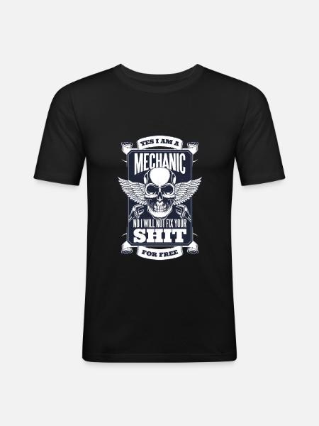 Mechanics Skull Rock - Men's Slim Fit T-Shirt - black