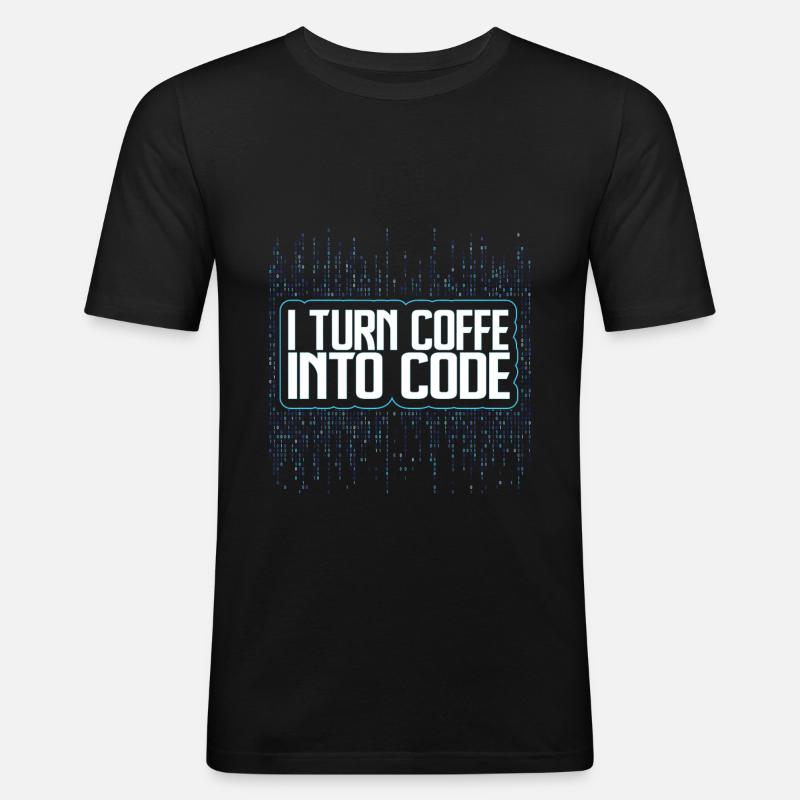 Funny Programmers Coding Coffee Gift - Männer Slim Fit T-Shirt - Schwarz