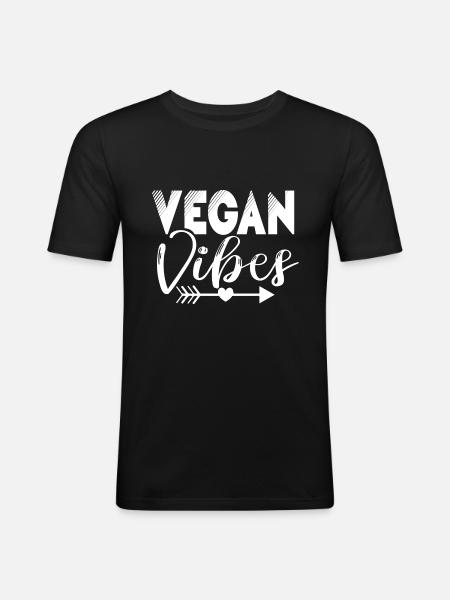Vegan Vibes - Männer Slim Fit T-Shirt - Schwarz