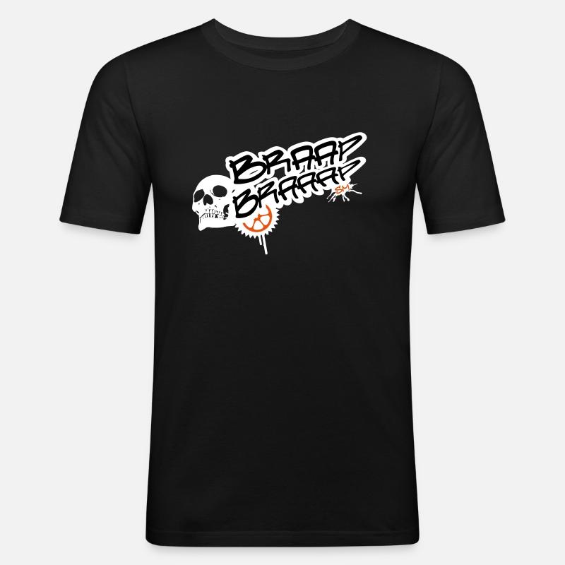 BRAAP BRAAAP MACHINE SKULL - Männer Slim Fit T-Shirt - Schwarz