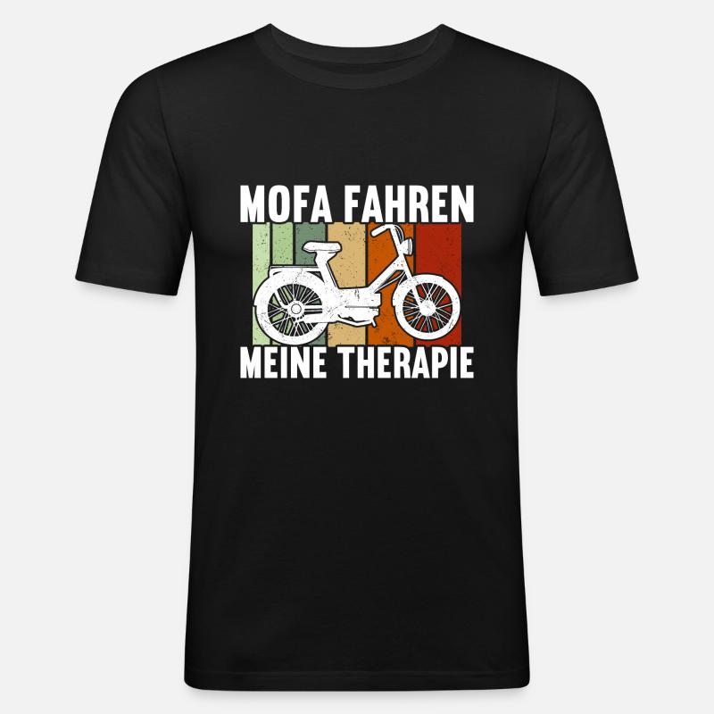 Mofa Moped Rollerfahrer Roller - Männer Slim Fit T-Shirt - Schwarz