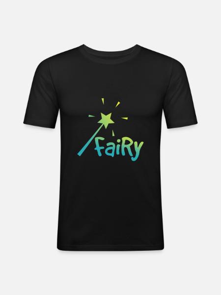 Hada con una varita - hadas con una varita mágica - Camiseta ajustada hombre - negro