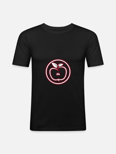 Apple - Apfel - Männer Slim Fit T-Shirt - Schwarz