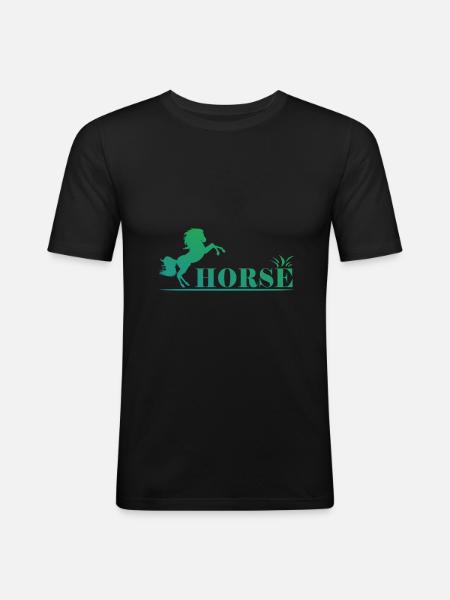 Horse - Pferd - Männer Slim Fit T-Shirt - Schwarz
