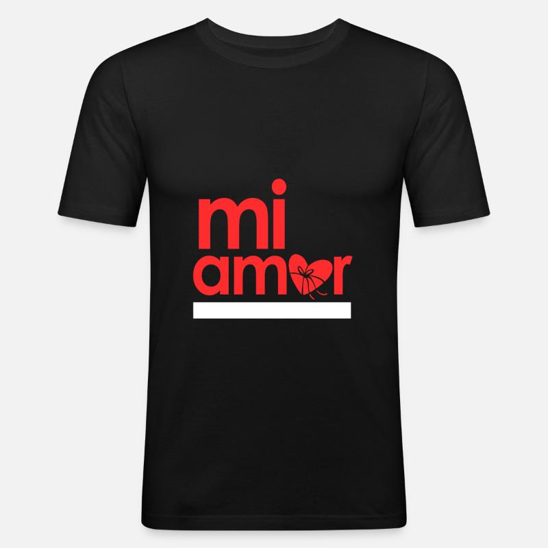 mi amor - Männer Slim Fit T-Shirt - Schwarz