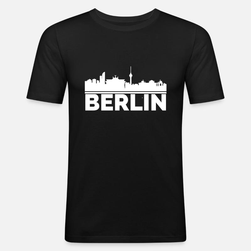 BERLIN - Männer Slim Fit T-Shirt - Schwarz