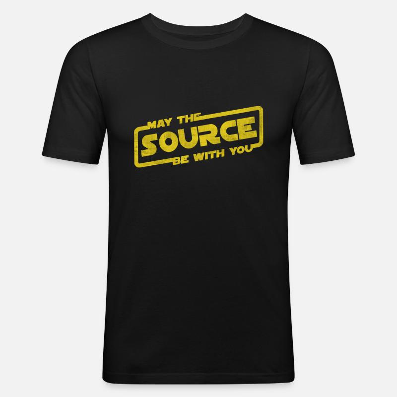 May The Source Be With You | Programmierer Coder - Männer Slim Fit T-Shirt - Schwarz