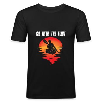 Kajak kayak kanu paddeln motiv - Männer Slim Fit T-Shirt - Schwarz - Vorne - Nik (191cm)