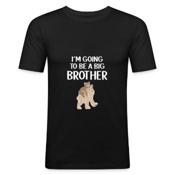 Chemise cadeau grand frère - T-shirt près du corps Homme - noir - Devant - Nik (191cm)