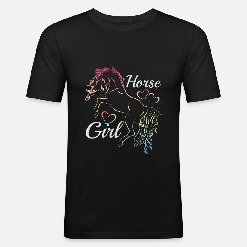 Pferdemädchen Regenbogen Silhouette Geschenkidee - Männer Slim Fit T-Shirt - Schwarz