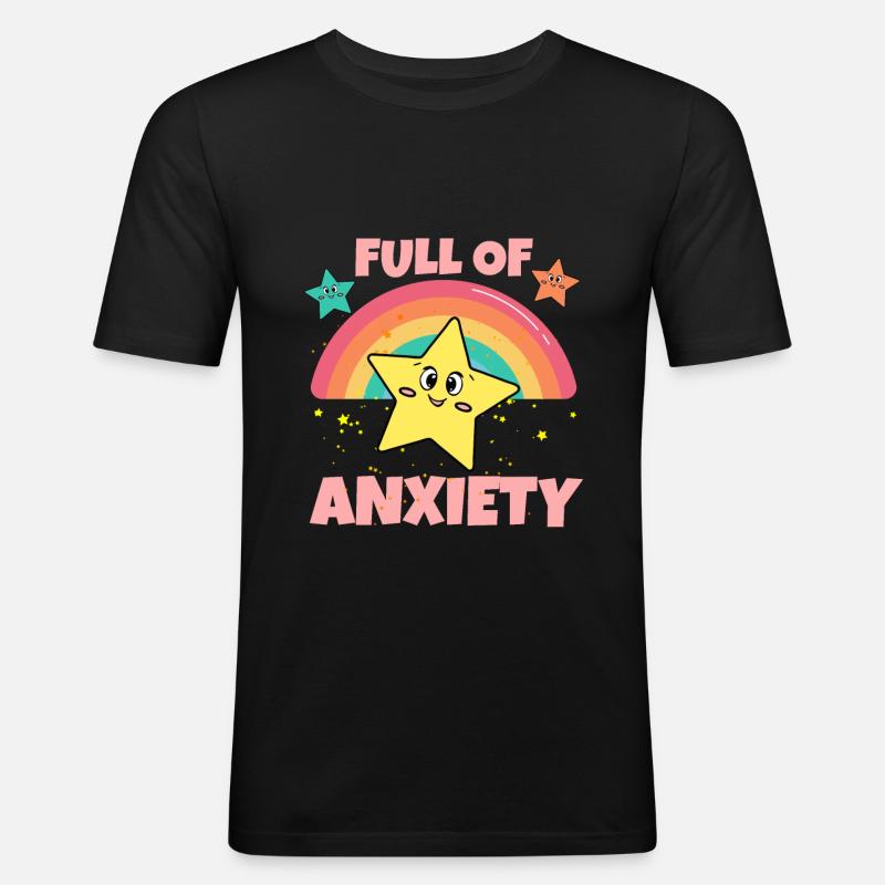 Voller Angst Ängstlich Soziale Ängstlichkeit - Männer Slim Fit T-Shirt - Schwarz