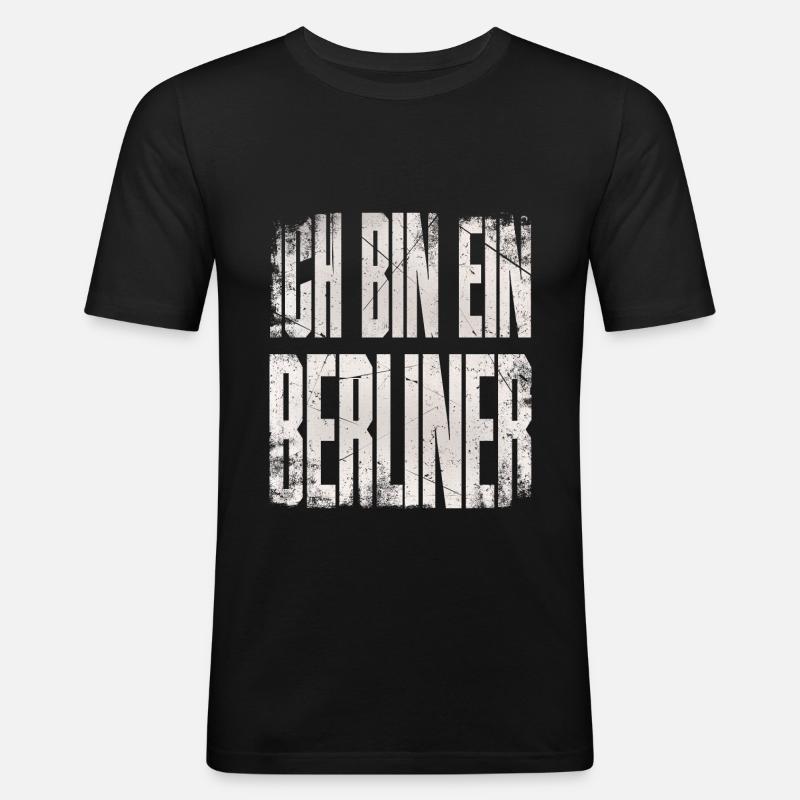 Ich bin ein Berliner - Männer Slim Fit T-Shirt - Schwarz